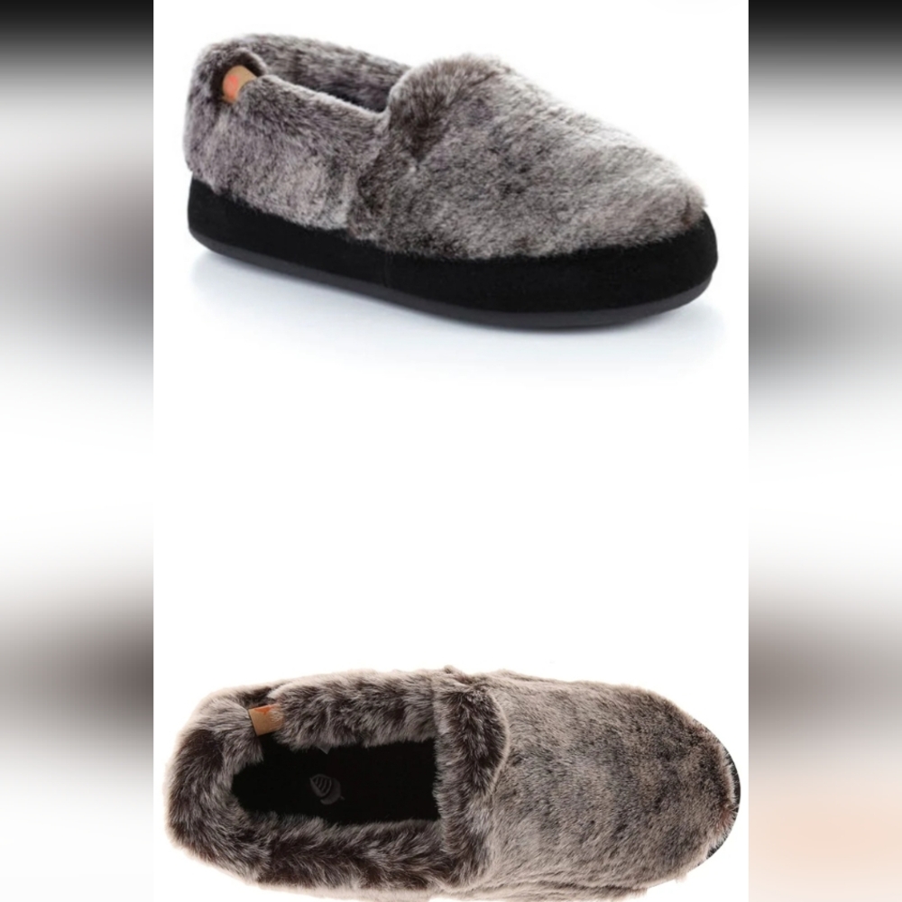 NEW! Acorn, Charcoal Faux Fur, Slippers, Unisex - Picture 8 of 8